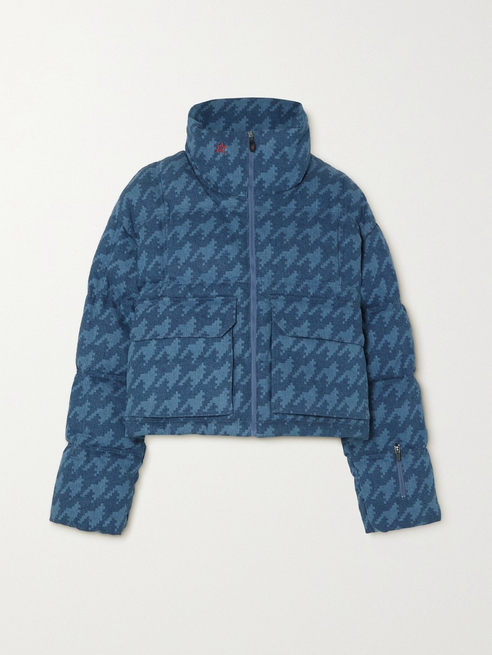 Nevada Padded Denim Jacket In Houndstooth-mid-indigo - Picture 4 of 5